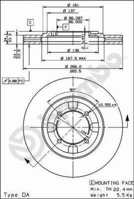 BREMBO 09.5537.10 Brake Disc
