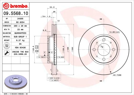 BREMBO 09.5568.10 Brake Disc