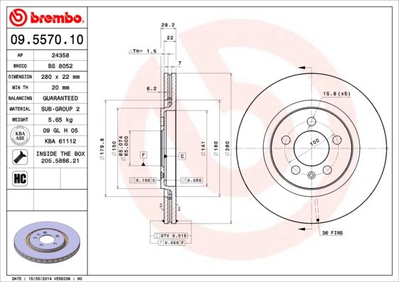 BREMBO 09.5570.10 Brake Disc