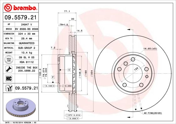 BREMBO 09.5579.21 Brake Disc