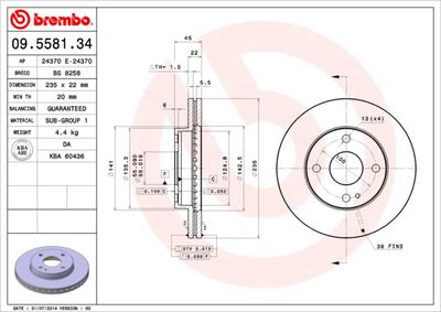 Brake Disc BREMBO 09.5581.34