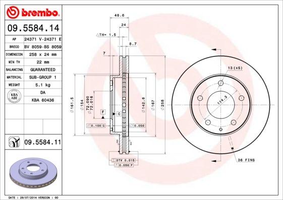 BREMBO 09.5584.11 Brake Disc