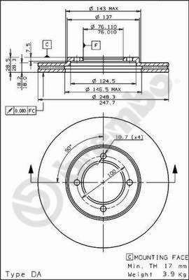 BREMBO 09.5615.10 Brake Disc