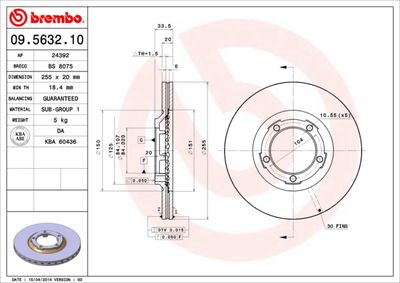 Brake Disc BREMBO 09.5632.10