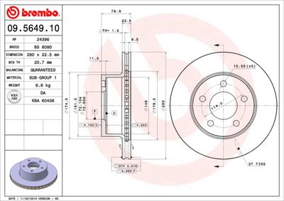 Brake Disc BREMBO 09.5649.10