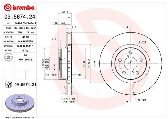 BREMBO 09.5674.24 Brake Disc