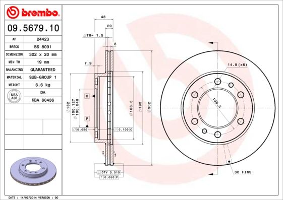 BREMBO 09.5679.10 Brake Disc