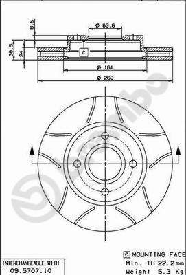 BREMBO 09.5707.75 Brake Disc