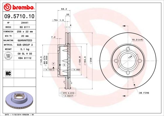 BREMBO 09.5710.10 Brake Disc