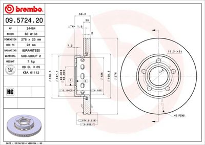 Brake Disc BREMBO 09.5724.20