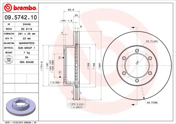 BREMBO 09.5742.10 Brake Disc