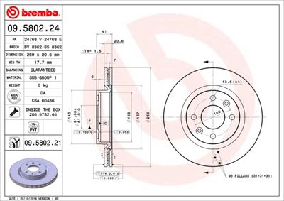 Brake Disc BREMBO 09.5802.21