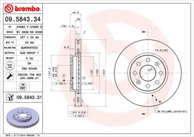 Brake Disc BREMBO 09.5843.31