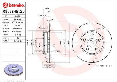 Brake Disc BREMBO 09.5845.20