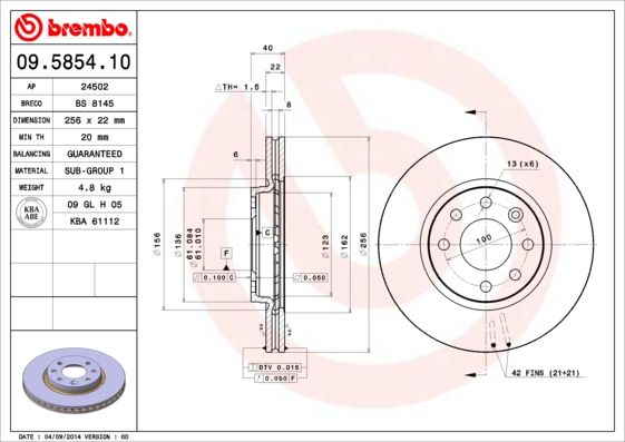 BREMBO 09.5854.10 Brake Disc