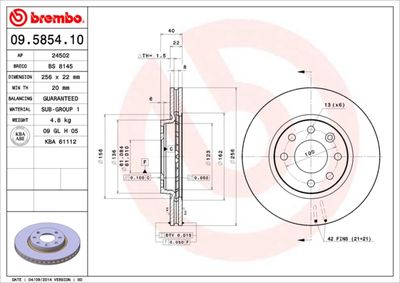 Brake Disc BREMBO 09.5854.10
