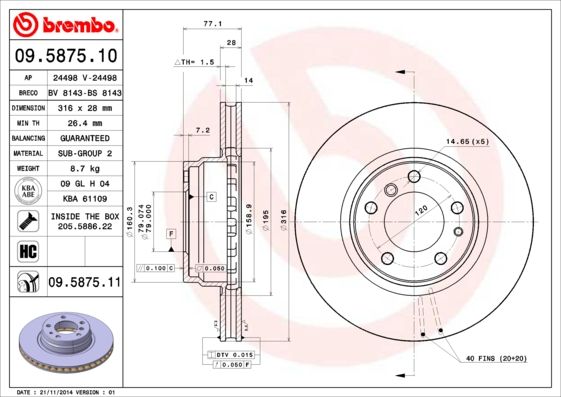 BREMBO 09.5875.11 Brake Disc
