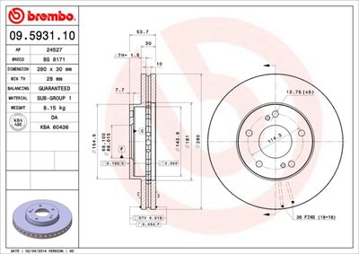 Brake Disc BREMBO 09.5931.10