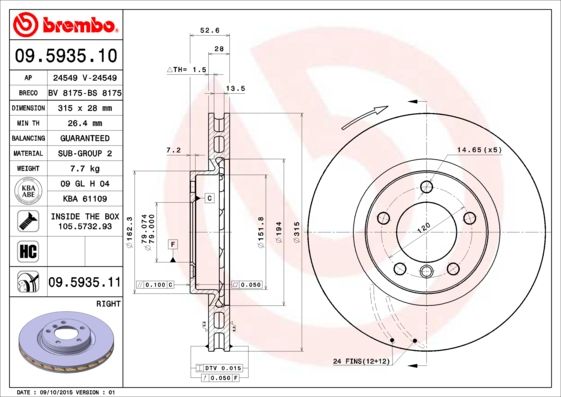 BREMBO 09.5935.11 Brake Disc