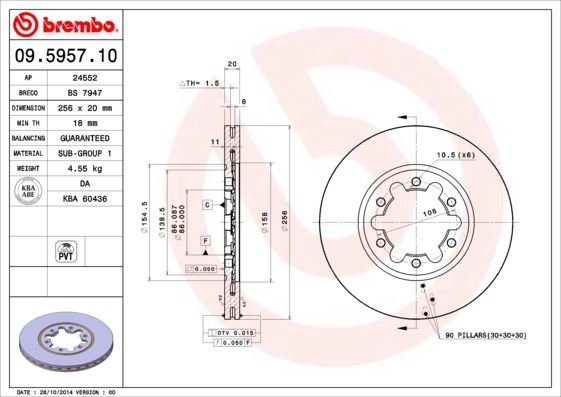 BREMBO 09.5957.10 Brake Disc