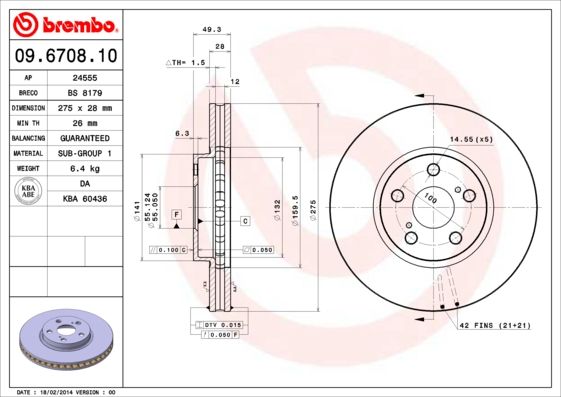 BREMBO 09.6708.10 Brake Disc