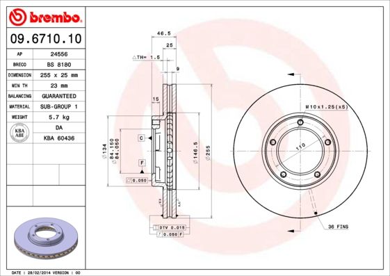 BREMBO 09.6710.10 Brake Disc