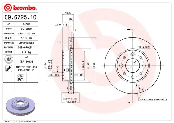 BREMBO 09.6725.10 Brake Disc
