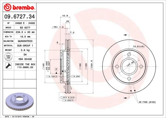 BREMBO 09.6727.34 Brake Disc