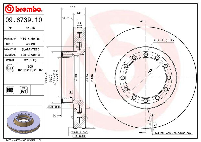 BREMBO 09.6739.10 Brake Disc