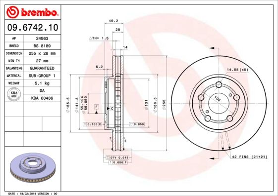 BREMBO 09.6742.10 Brake Disc