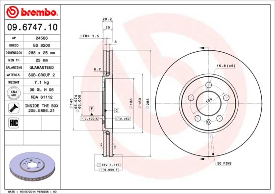 BREMBO 09.6747.10 Brake Disc