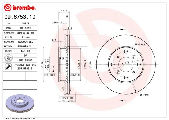 BREMBO 09.6753.10 Brake Disc