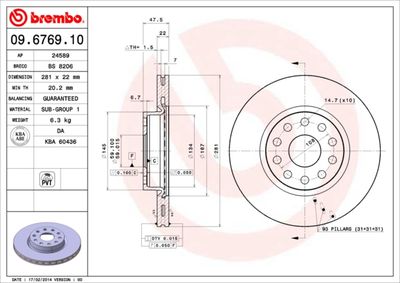Brake Disc BREMBO 09.6769.10