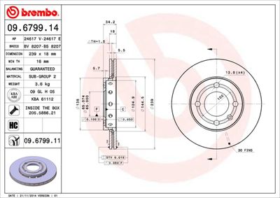 Brake Disc BREMBO 09.6799.14