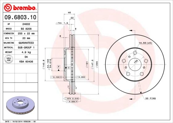 BREMBO 09.6803.10 Brake Disc