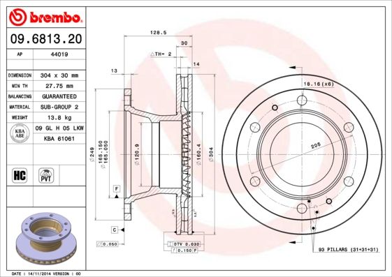 BREMBO 09.6813.20 Brake Disc