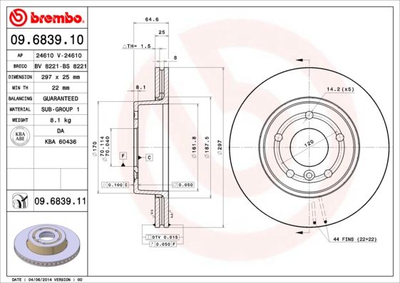 BREMBO 09.6839.10 Brake Disc