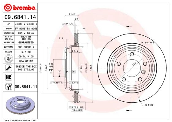 BREMBO 09.6841.11 Brake Disc