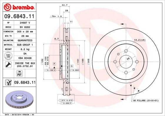 BREMBO 09.6843.11 Brake Disc
