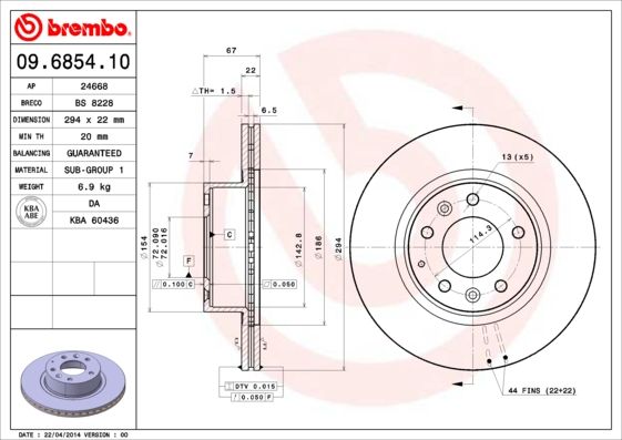BREMBO 09.6854.10 Brake Disc