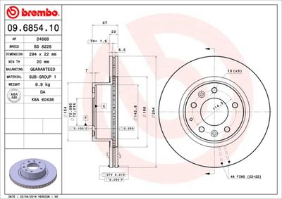 Brake Disc BREMBO 09.6854.10
