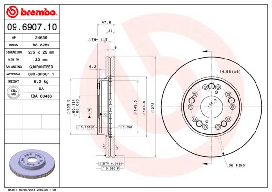 BREMBO 09.6907.10 Brake Disc