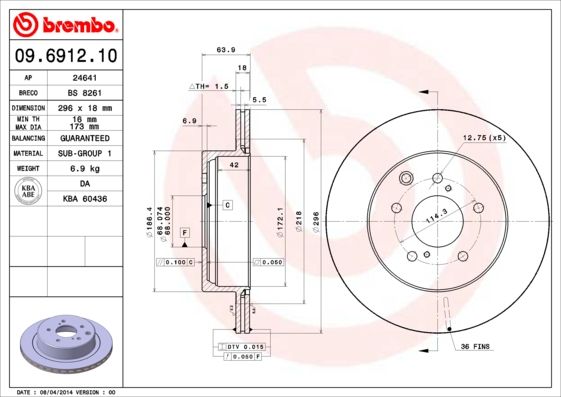 BREMBO 09.6912.10 Brake Disc