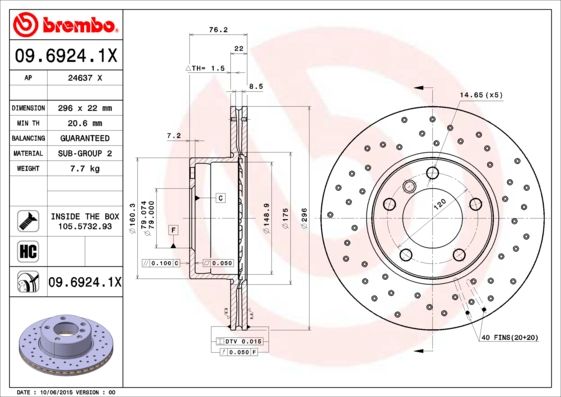 BREMBO 09.6924.1X Brake Disc