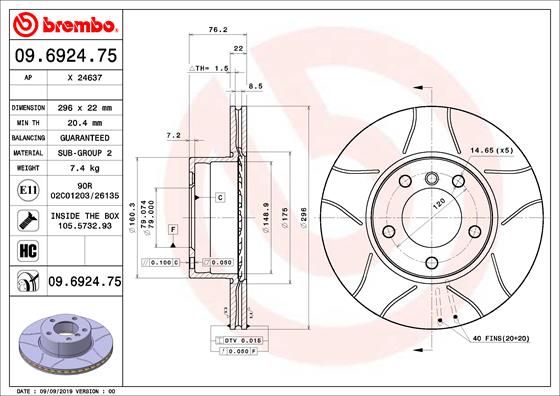 BREMBO 09.6924.75 Brake Disc
