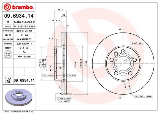 BREMBO 09.6934.11 Brake Disc