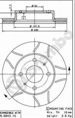 BREMBO 09.6943.75 Brake Disc