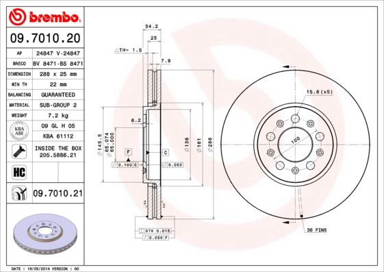 BREMBO 09.7010.21 Brake Disc