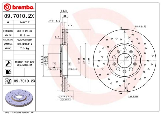 BREMBO 09.7010.2X Brake Disc