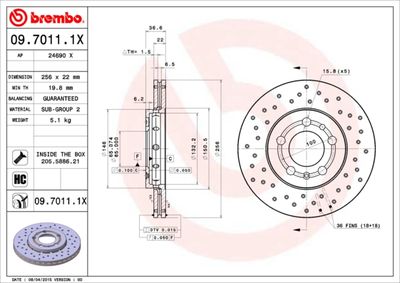 Brake Disc BREMBO 09.7011.1X